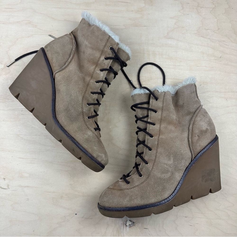 Michael Kors wedge Boots with Fur Trim